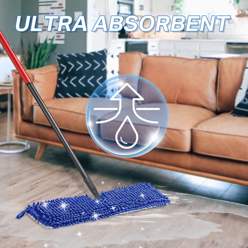 Ximoon Microfiber Flip Mop Refill Replacement for O Cedar Dust Mop Replace Head Chenille Dual Action Cleaning Pad Hardwood Floor Wet/Dry Mopping - 2 Pack - Image 5